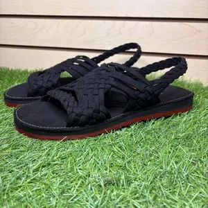 Mexican Sandals Huarache Black Woven Straps Comfortable Summer Footwear for Men and Women