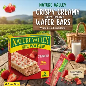 Nature Valley Crispy Creamy Wafer Bars, Strawberry, Whole Grain, 5 Bars, 6.5 oz