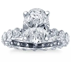 6Ct TW Diamond Engagement Eternity Oval Cut Ring 14k White Gold Lab Grown