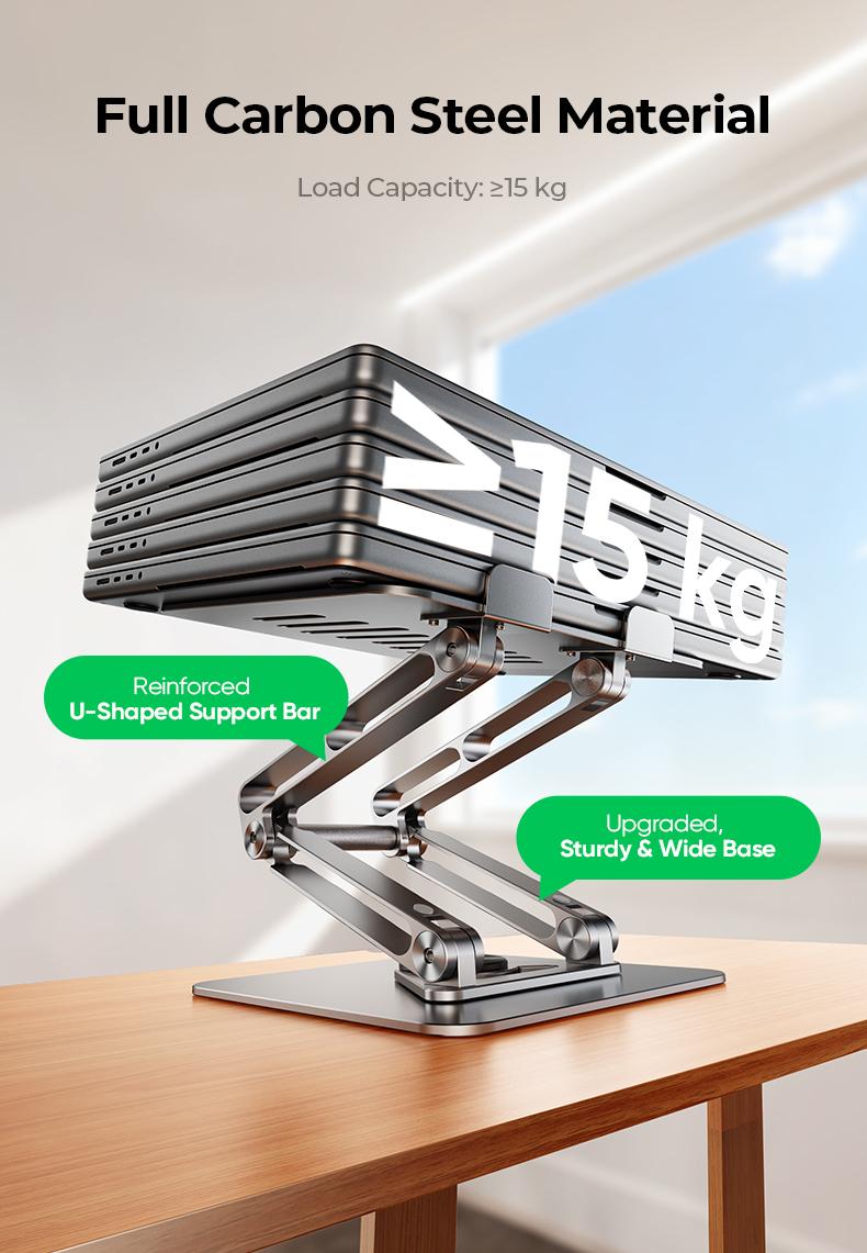 MAGIC JOHN Adjustable Laptop Stand for Desk, 360° Rotating Foldable Protable Laptop Riser Holder, Ergonomic Design Computer Notebook Stand Holder for MacBook Pro Air