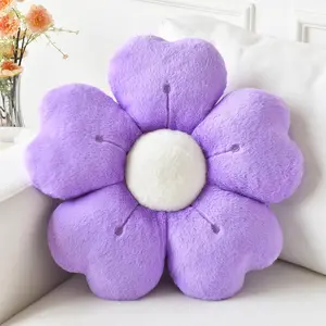 Flower Pillow, Flower Shaped Pillow Decorative Throw Pillows for Bed Couch, Cute Daisy Pillow Dorm Decor Floor Seating Cushion (Dark Purple, 15 Inches)Gift.