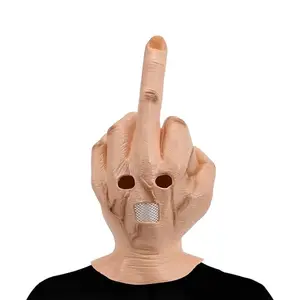 Funny Middle Finger Head Mask – Realistic Latex Mask for Halloween Costume, Pranks & Cosplay Parties, Hilarious Middle Finger Face Prop for Adults