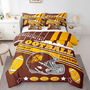 Football 7 Pieces Comforter Sets,Gifts for Washington Football Fans Football City Bedding Set with Comforter,Sheets,Pillowcases & Cushion Cover