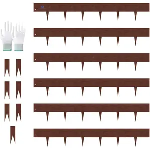 20ft. Metal Edging for Landscaping 6 Pack 6 inch, Cor-Ten Steel Edging for Lawn Yard and Fence, Bendable Hammer-in Steel Landscape Lawn Edging with 7 Stakes and Gloves (40" x 6" inches Each, Rusted)