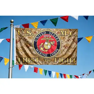 3x5 US Marine Corps Marines USMC Seal First to Fight Camoflauge ACU Desert Camo Flag 3'x5' Banner with Brass Grommets