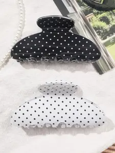 2pcs women's polka dot hair claw set, simple and fashionable hair accessories, black and white contrasting hair claws, daily commuting, Valentine's Day, Mother's Day parties, vacation travel hair accessories, Hair Clip Set