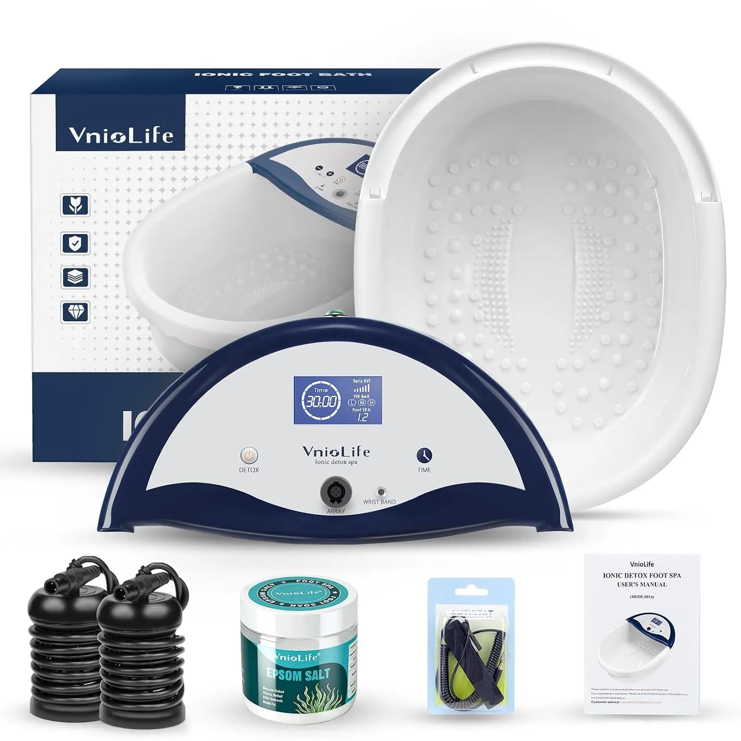 Ionic Foot Bath Machine - Electric Foot Soaker with Timer & 2 Arrays, Home Spa Kit