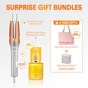 【live only】SHEGLAM Hair Automatic Curling Iron 1/1.25 Inch with 3 Temperatures, 2-Way Rotation, Anti-Scald, Anti-Tangle, Automatic Shut-Off, Swivel Cord Barrel