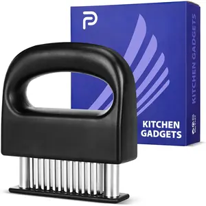 Meat Tenderizer Tool, 48 Stainless Steel Ultra    Meat Tenderizer Stapler for Tenderizing Steak/Beef/Pork/Turkey/Fish/Poultry/Veal Marinade,Black