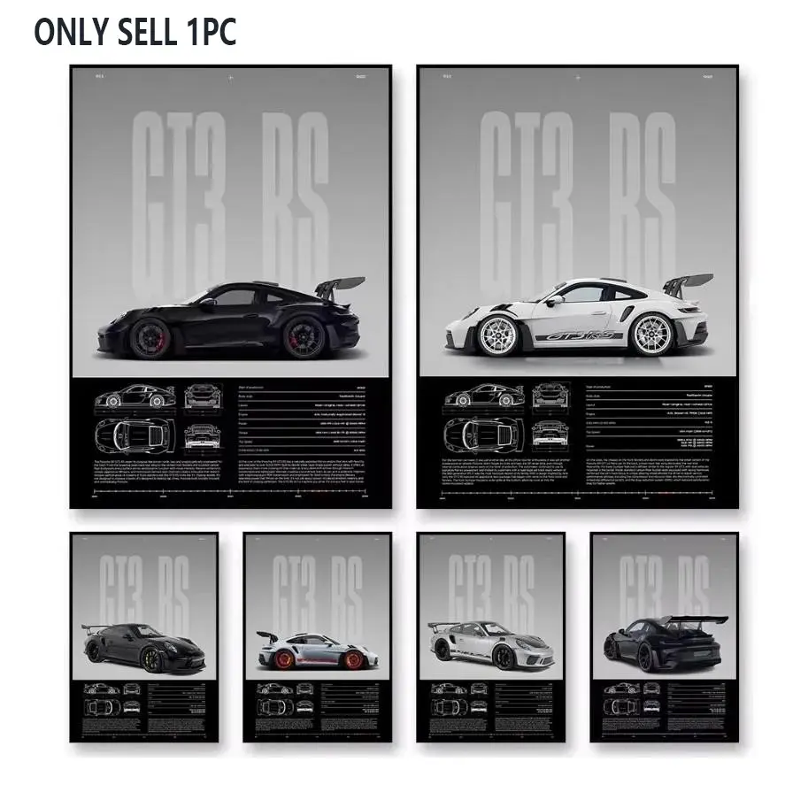 1pc/High-Performance GT3RS Poster, Modern Art Design, Living Room & Bedroom Decor, Office Wall Art, Decorative Piece, Artwork, Printed Artwork, Frameless, Canvas Wall Art, Unframed Art Print, Decoration