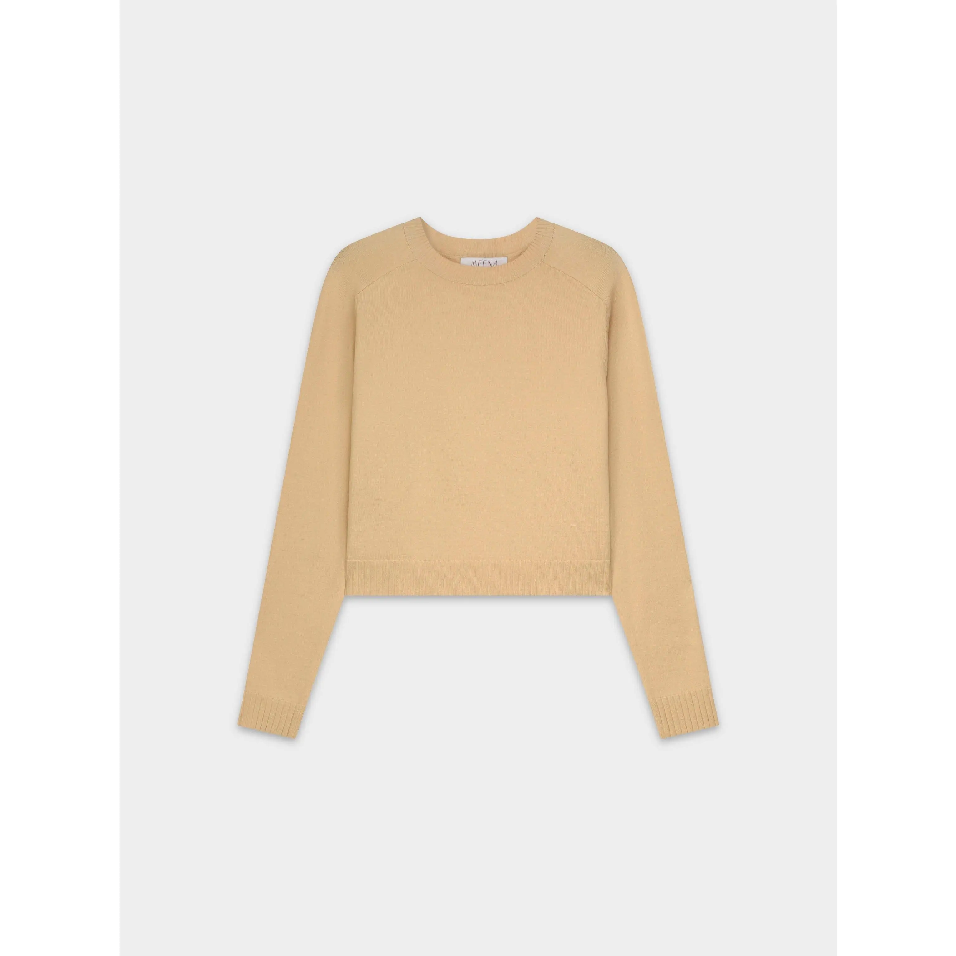 RIBBED BAND SWEATER-TAN