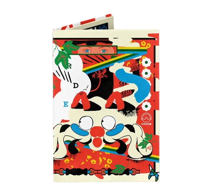 Chaotic Beauty Micro Wallet - Waterproof, Eco-Friendly, RFID Protection, 1.3mm Slim, Compact Design, 8 Card Slots, Artist Design