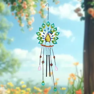 Elegant Peacock-Shaped Metal Wind Chime - Elegant Soothing Sound Wind- Hanging Bird Decor for,, /Outdoor Use - Elegant Peacock Wind- Chime Suitable for Mother' Day Gift, & Decoration
