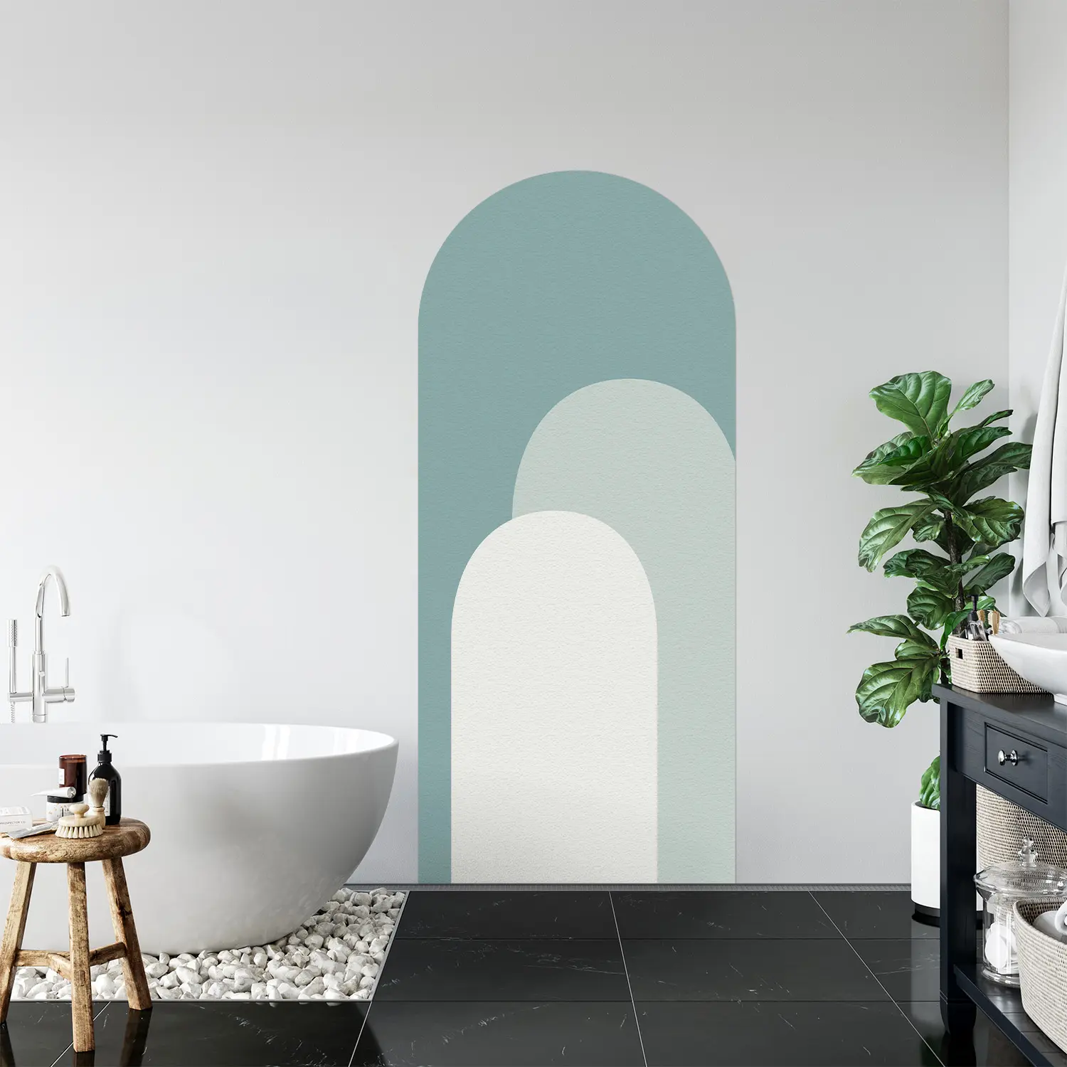 Artistic Geometric Pattern Wall Stickers, Self-Adhesive Arch Design, Mixed Colors, DIY Decor for Living Room and Bedroom Walls
