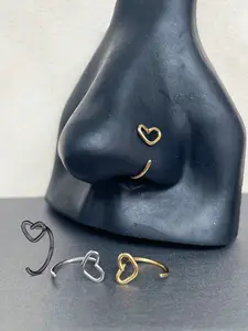 Stainless Steel Heart Nose Ring, Simple Design Nose Piercing Jewelry, Durable Fashion Accessory for Women, Perfect Gift Idea