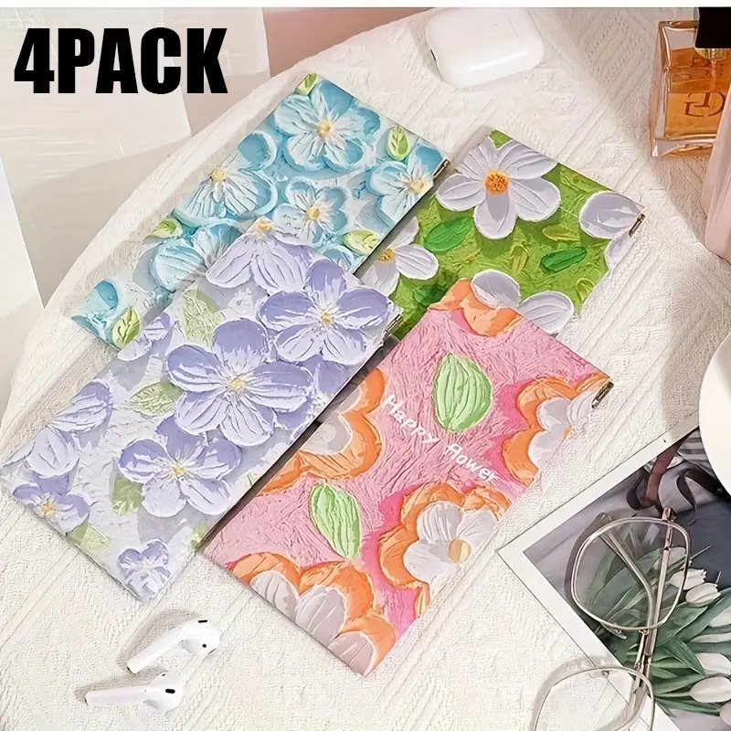 [4-Pack Portable Organizer] PU Leather Fashion Eyeglasses Case with Secure Snap Closure, Multi-Function Sunglasses & Phone Pouch, Slim Protective Holder for Glasses & Shades