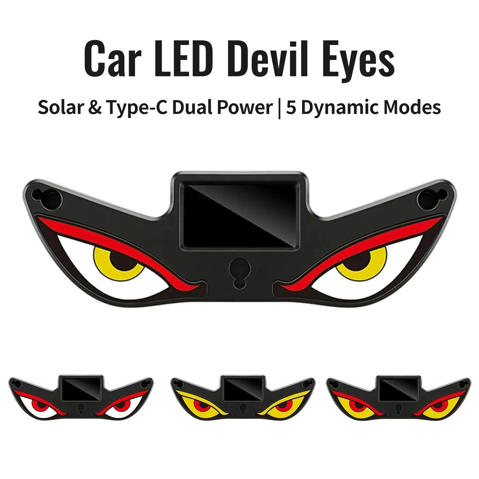 Solar Demon Eye LED Car Window Light, Wireless No Drill, Waterproof, Animated Devil LED Eyes Light for Car Windshield, Activated Flashing & Breathing Modes, for SUV, Truck Decoration- Vampire Devil Eye Emoji Panel,father son high school graduation gift