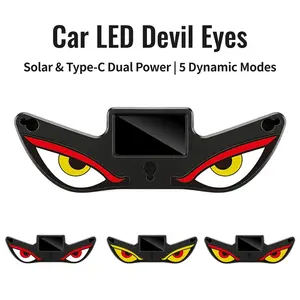 Solar Demon Eye LED Car Window Light, Wireless No Drill, Waterproof, Animated Devil LED Eyes Light for Car Windshield, Activated Flashing & Breathing Modes, for SUV, Truck Decoration- Vampire Devil Eye Emoji Panel,father son high school graduation gift