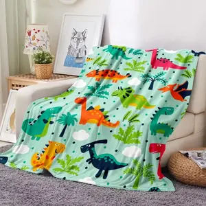Cartoon Dinosaur Throw Blanket Soft Flannel Blanket for Chair Travelling Camping Kids Adults Bed Couch Cover Winter Nap Blanket
