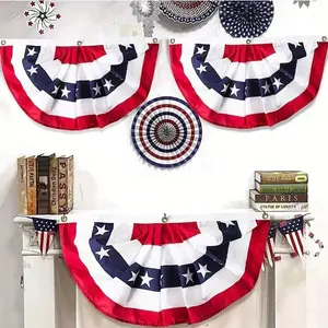 4-Piece American Independence Day 250th Anniversary Flag Decorations, Patriotic Crumpled Fan Flags, Outdoor Decoration, Polyester Material