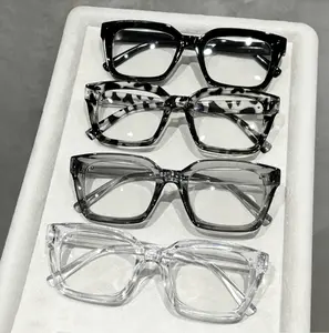 4 pairs of square rice nails classic unisex anti-blue glasses, suitable for office, clothing matching, couples matching