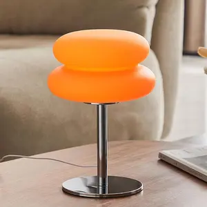 Murano Glass Design Table Lamp, USB Rechargeable Touch Control Desk Lamp, Dimmable Night Light for Bedroom Living Room Decor