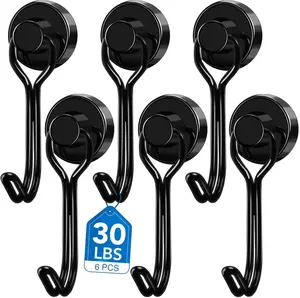 Hooks, 30lbs+ Magnetic Magnet Hook 2025 Cruise Cabin Ship Essentials Heavy Duty Strong Refrigerator Fridge Hanging for Classroom Beach Vacation Kitchen Grills Home Mug Hanger (6 Pack)