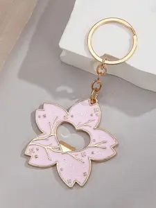 1pc Cherry Blossom Bottle Opener Keychain - Cute Pink Zinc Alloy Bottle Opener with Key Suitable for Daily Wear, Car Keys, Bag Pendant, Holiday Gift