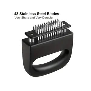 Meat Tenderizer Machine with 48 Stainless Steel Blades, Poultry Meat Tenderizer for Beef Pork Turkey Fish, Cooking Tool for Marinating BBQ, Kitchen Gadget
