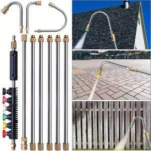 Pressure Washer Extension Wand 10 Pack Power Washer Lance with 5 Atomization Nozzle Tips Gutter Cleaner Attachment Curved Rod for Gutter Roof Drainage Walls Cleaning