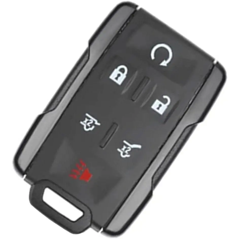 6-Button Black Replacement Smart Keyless Entry Remote Control Key Fob Case Cover & Car Key Holder for Chevy Chevrolet Tahoe, Suburban, GMC Yukon (M3N-32337100 Shell)