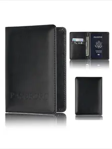 Unisex Simple PU Leather Travel Passport Holder Cover Case for Men Women Document Ticket Protective Multi-card Slot Storage Bag Passport Wallet
