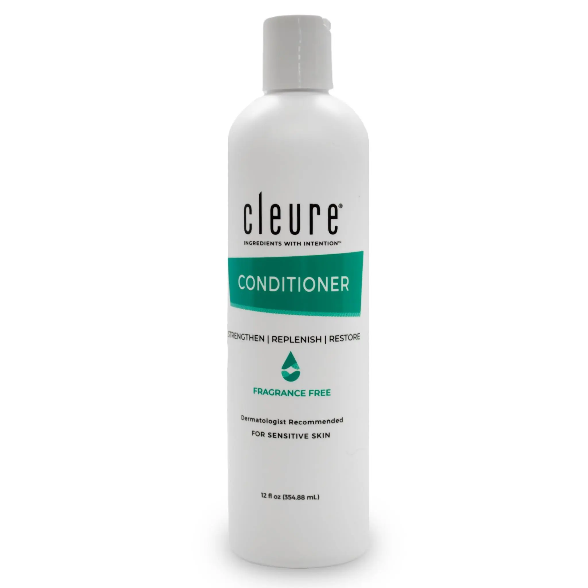 Cleure Fragrance Free Conditioner for Sensitive Scalp & Hair (12oz.) | Strengthens, Moisturizes & Improves Softness, NEA Approved