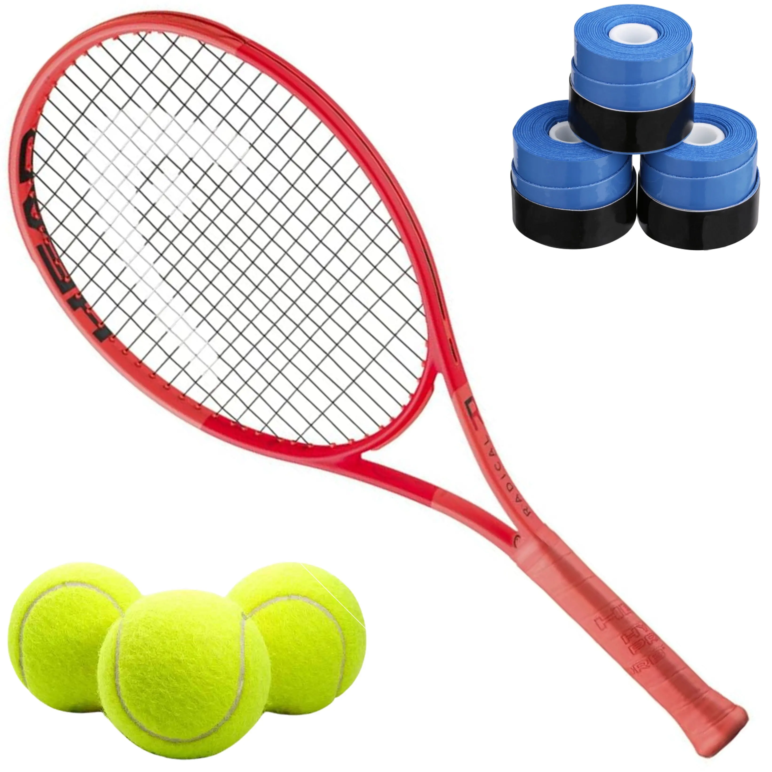 Head Auxetic 2.0 Radical Jr Tennis Racquet bundled w 3 Blue Overgrips + 3 Tennis Balls