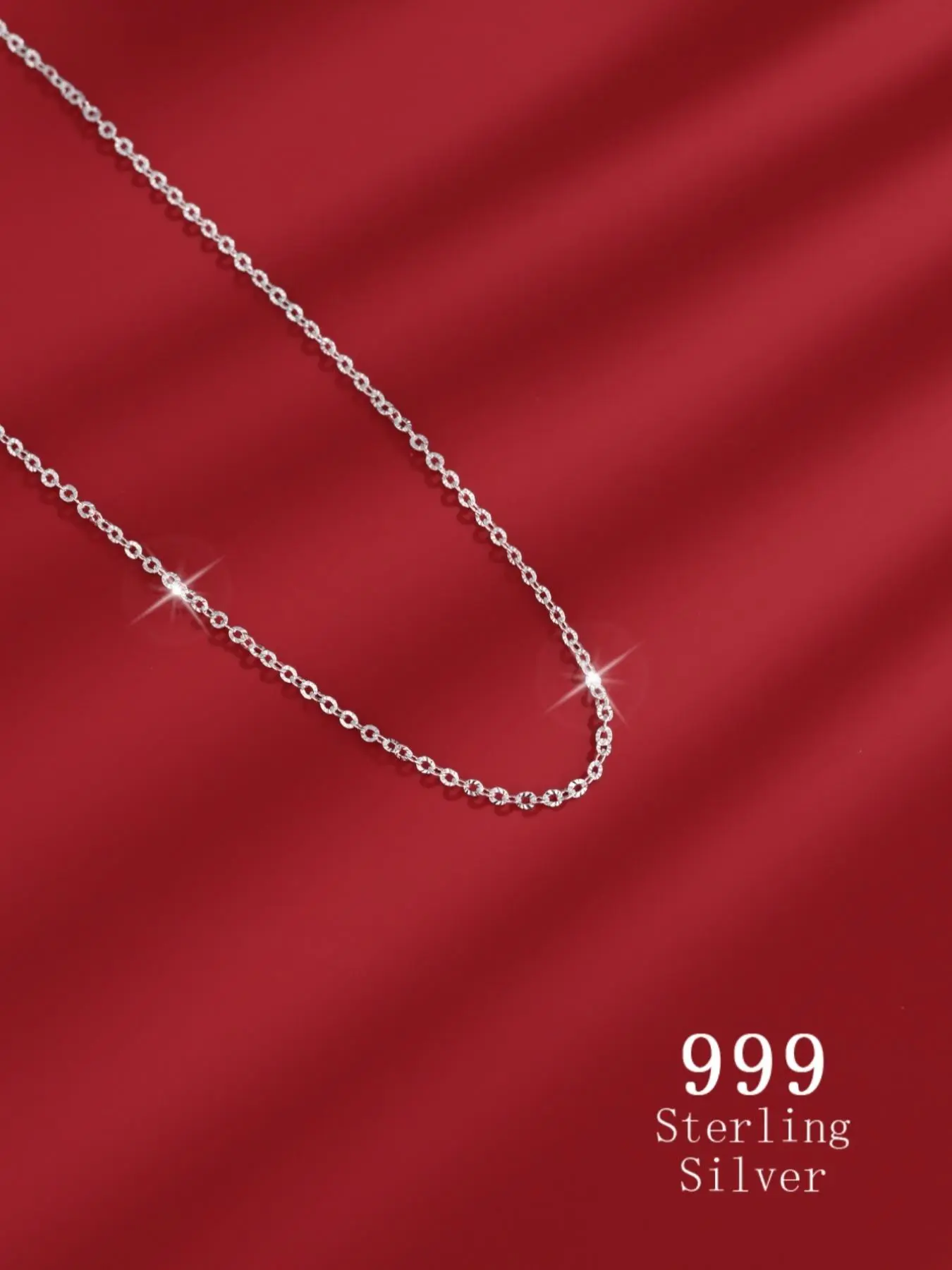 999 Sterling Silver Chain Necklace for Women, Fashion Jewelry for Party, Daily Decor, Trendy All-match & Exquisite Jewelry for Birthday Gift