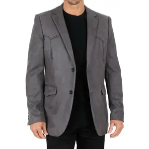 Charcoal Suede Blazer - Stylish Men's Outerwear for All Seasons