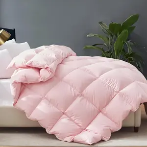 Size  Down Fiber Comforter Ultra Fluffy Duvet Insert, All Season Cotton Cover Luxury Hotel Bed Comforter with Corner Tabs,Pink 90x90 Inch