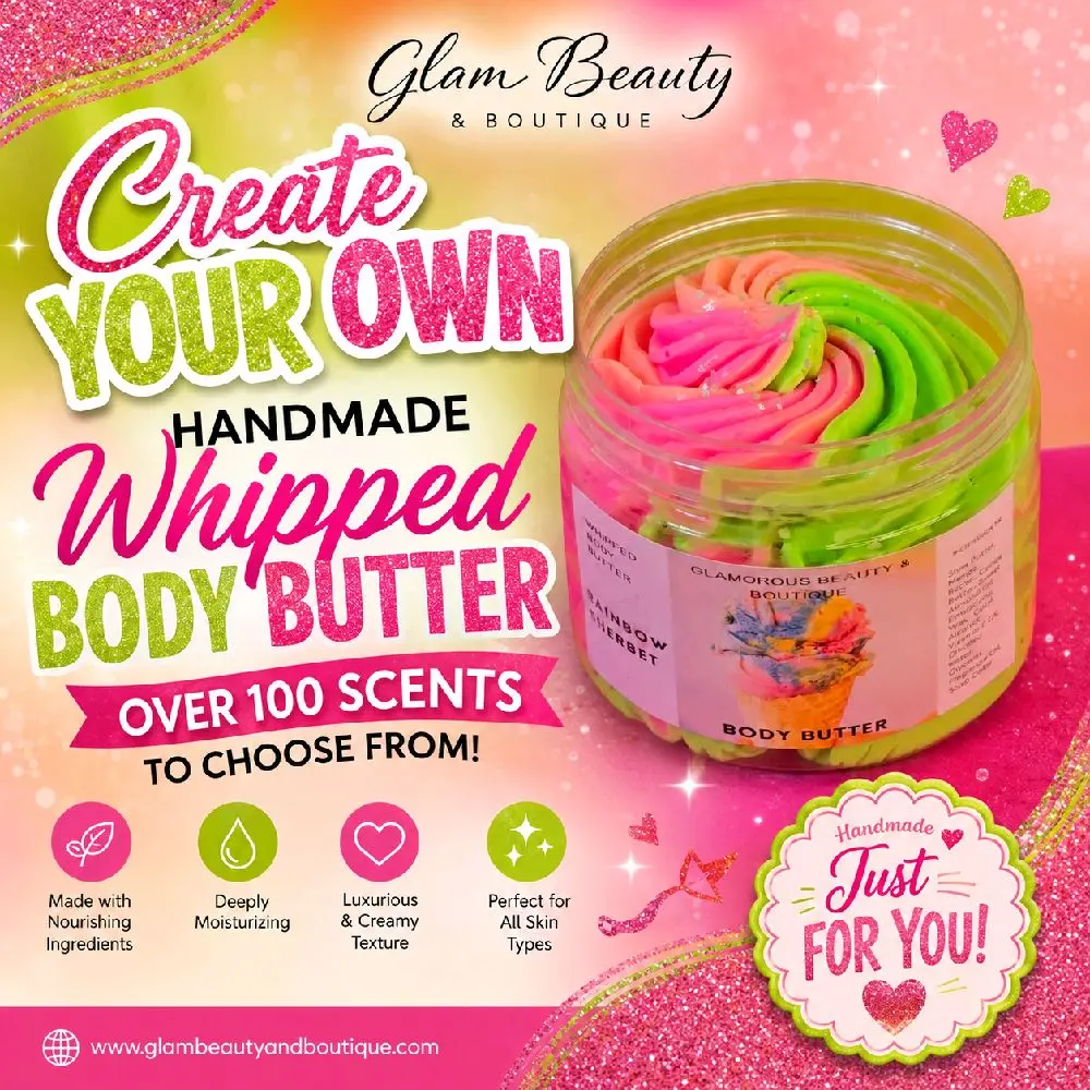 Create Your Own Whipped Body Butter! Handmade 2 oz Shea & Mango Butter Body Frosting. All Natural Non Greasy Emulsified Body Butter with SPF 20