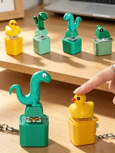 Lizard Frog Duck Button Clicker Keychain Fidget Toy with Squeaky Sound, Portable Pocket EDC Stress Relief Gadget, Cute Interactive Fidget Accessory for Adults Teens, Daily Carry Holiday Gift