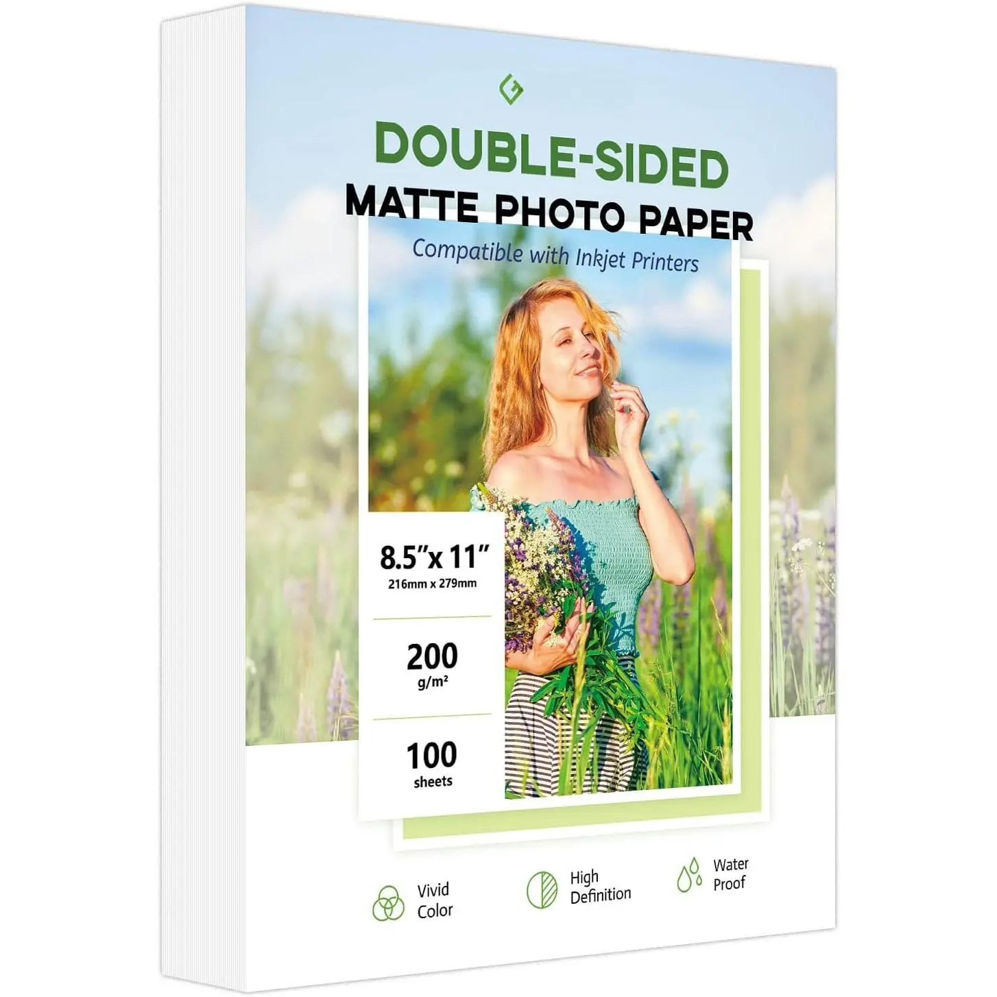 Double Sided Matte Photo Paper 8.5 x 11,  200GSM/54LB Presentation Paper for Inkjet Printer, 100 Sheets