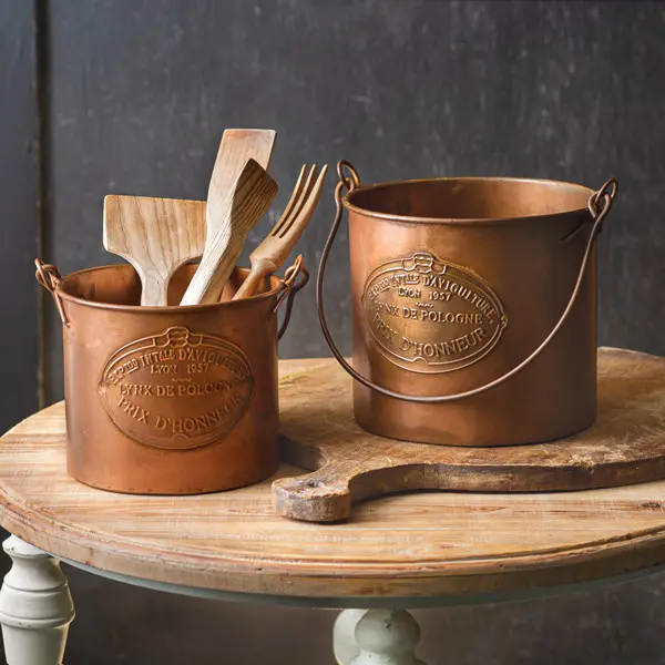 Copper Buckets - Set of 2 Copper Buckets - Set of 2