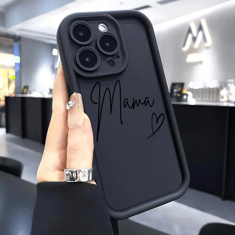 Protective Silicone Smartphone Casing for iPhone Series (17 Pro Max, 16 Plus, 15, 14, 13, 12, 11, Air), MAMA Style E-Writing Multi-Model Phone Accessories with Drop Protection, Shockproof Cover, Cellphone