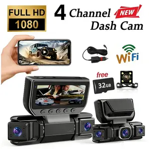 ✅ 360° Coverage! 4-Lens 1080P Dash Cam • WiFi & Free 32G Included!🚗 Non-rechargeable, must be used while plugged in.