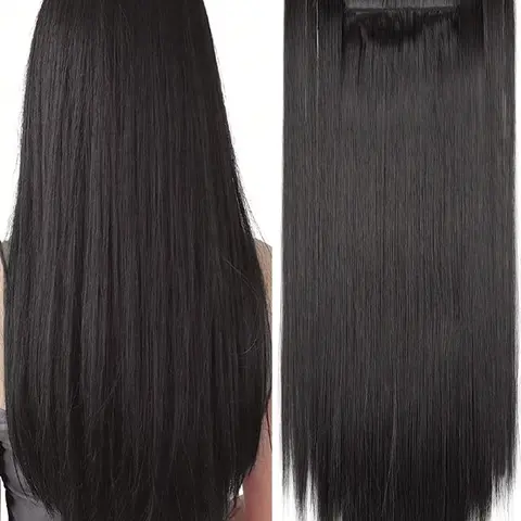 6 Piece Clip-In Long Straight Hair Extensions, Natural Look, Invisible Hair Clips, Soft Premium Synthetic Hair Wig Pieces for All Occasions, Synthetic Hairpiece, Synthetic Hair Hairpieces
