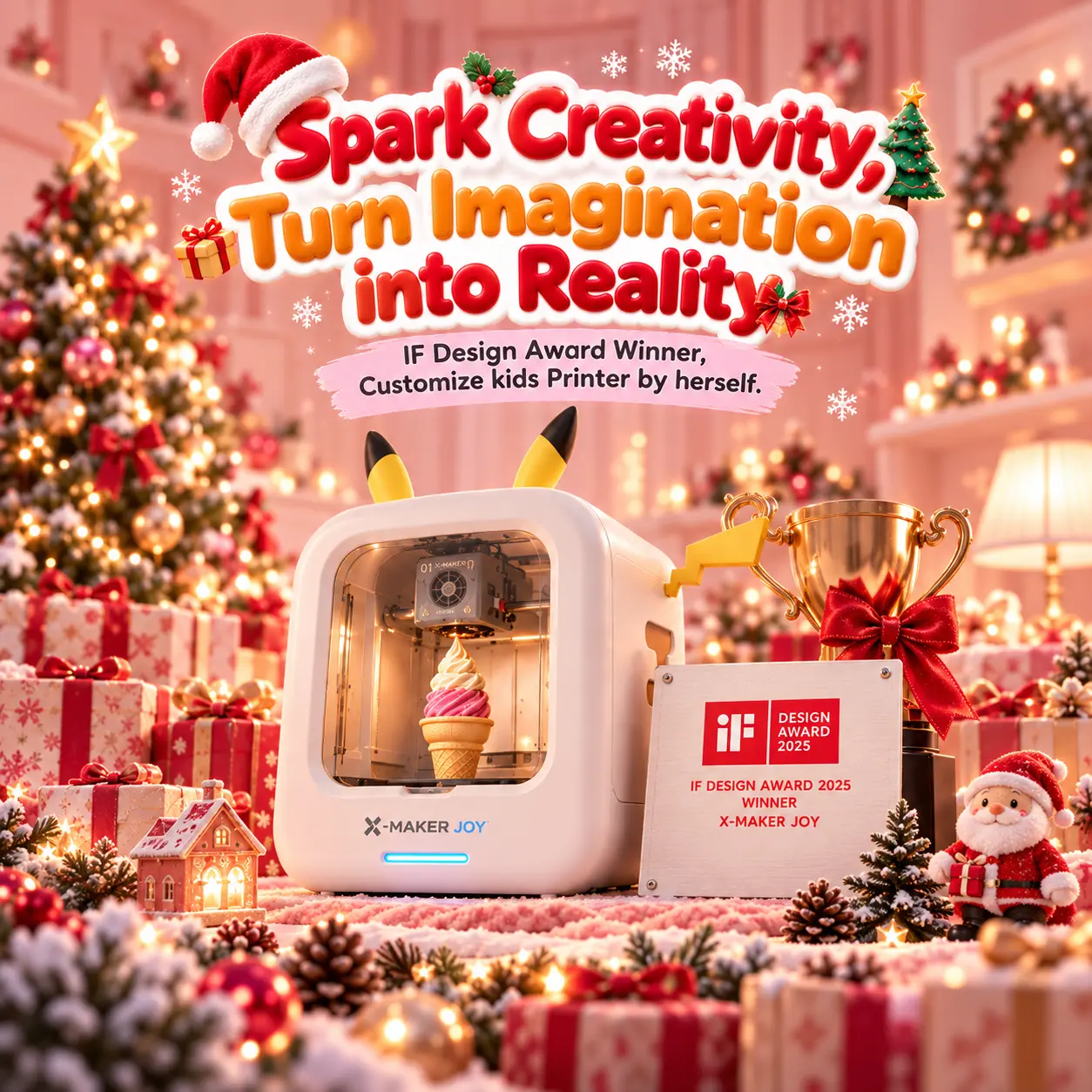 X-MAKER AI-Powered 3D Printer for Kids - Fully Assembled Safe 400mm/s Ultra-Speed 3D Printers with App Control, Instant Prints, Voice Input, 4/8 PLA Filaments, 12000+ Models, AI Magic Modeling, Auto Time-Lapse, Easy Tool Upgrade (Cool Kids' Gift)