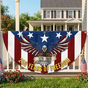 Semicircle Fence Flag 250 Years of Freedom, Patriotic Eagle Banner, USA Independence Decor, Fourth of July Porch Flag, American Home Decoration