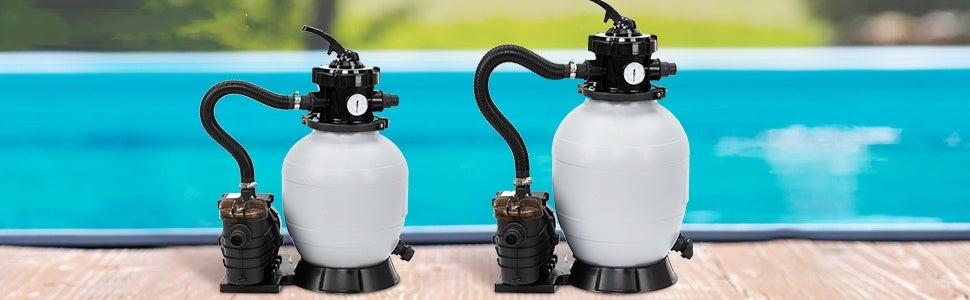 13" High-Efficiency 3/4HP 550W Sand Filter Pump for Above-Ground & Inground Pools, 3434GPH Flow, 6-Way Multi-Port Valve, Strainer Basket, Handles Up to 8500 Gal, Easy Installation