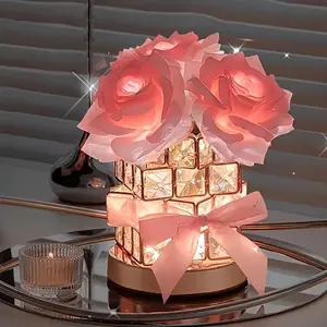 Valentine's Day Gift Rose Night Light, Light Up Rose, Bedroom Bedside Ambient Lamp, Crystal Table Lamp Desktop Decor, Creative Romantic Birthday Present