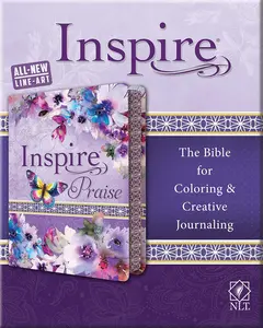 Tyndale NLT Inspire PRAISE Bible (LeatherLike, Purple Garden): Coloring Bible–Over 500 Illustrations to Color and Creative Journaling Bible Space, Religious Gifts That Inspire Connection with God Imitation Leather