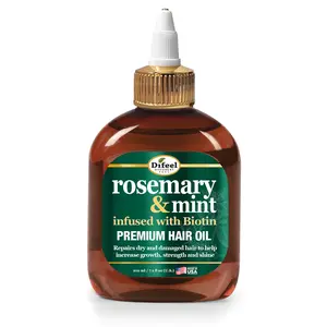 Difeel Rosemary and Mint Premium Hair Oil with Biotin - Large 12 oz. - Strengthening Nourishing Formula for Strong Fuller Thicker Hair - Non-Greasy Moisture & Shine - Infused with Eucalyptus & Peppermint Oils